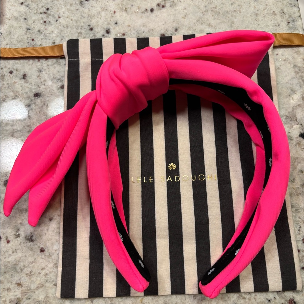 Lele Sadoughi neon hot pink bow Holly headband